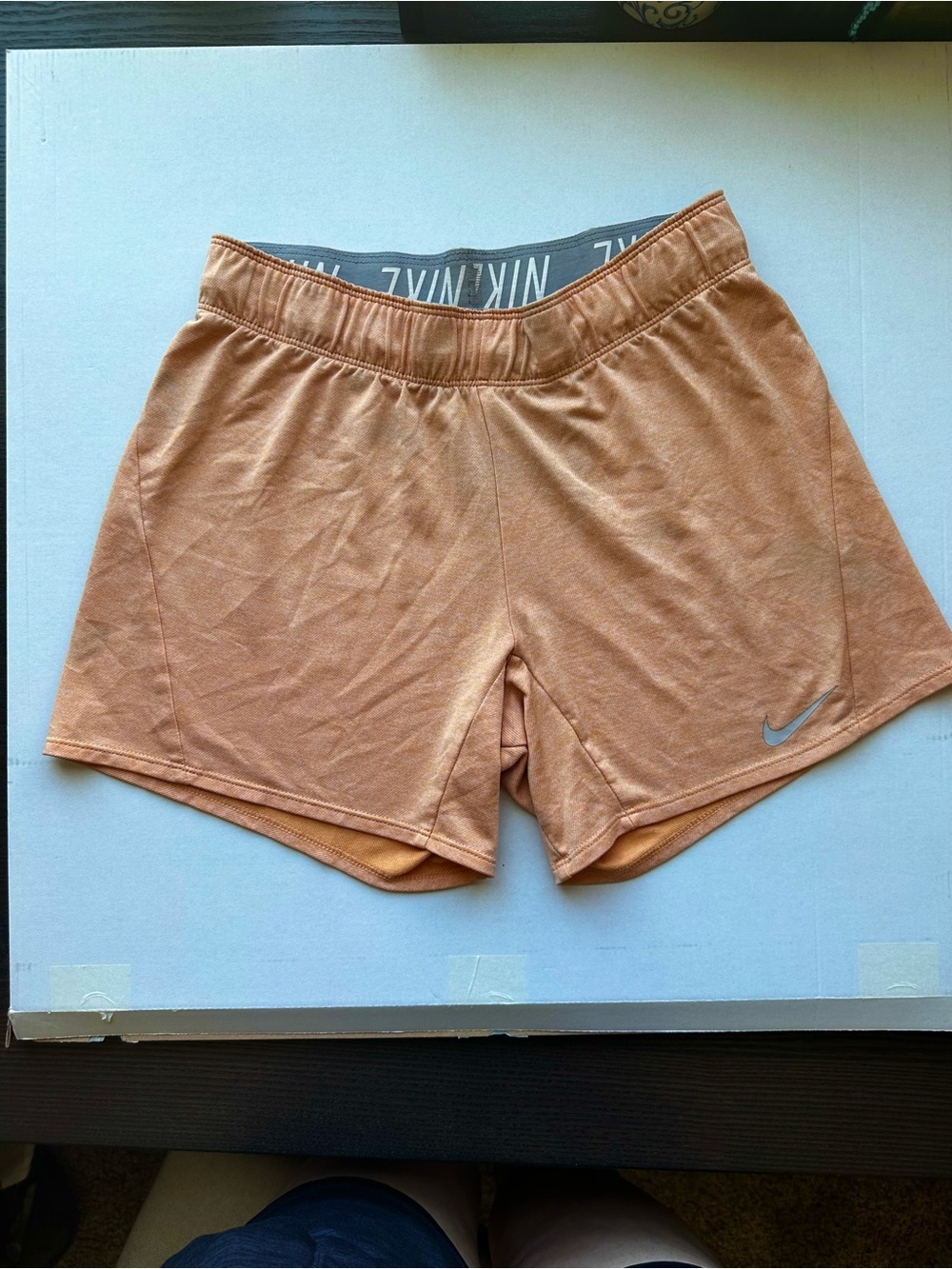Nike Dri-FIT Peach Gray Running Athletic Shorts Women’s Small